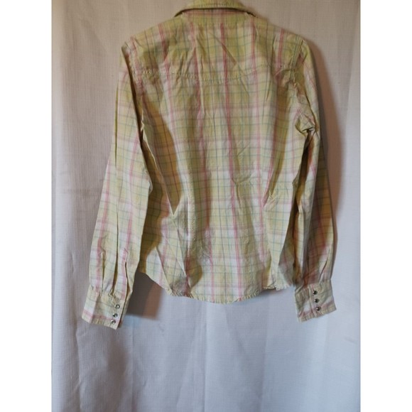 Twenty X Women's L/S plaid Pearl Snap Tailored Fit Blouse. L Pink/Yellow - Picture 4 of 8
